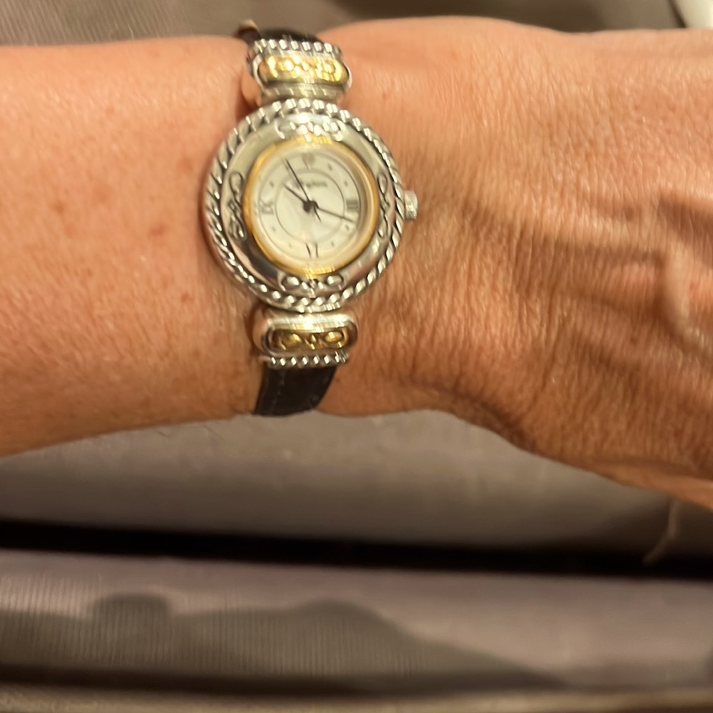 Brighton leather 2 tone reversible leather straps. Brown or black croc embossed